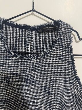Zara Black & White Tweed Sleeveless Top